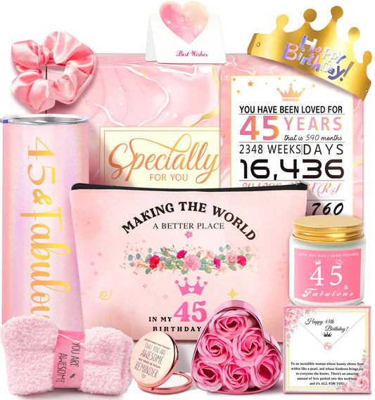 45th Birthday Gifts For Women, Happy 45th Birthday Gifts For Her Mom Sister Wife Best Friend Turning 45, Unique Gift For 45 Year Old Woman Birthday,