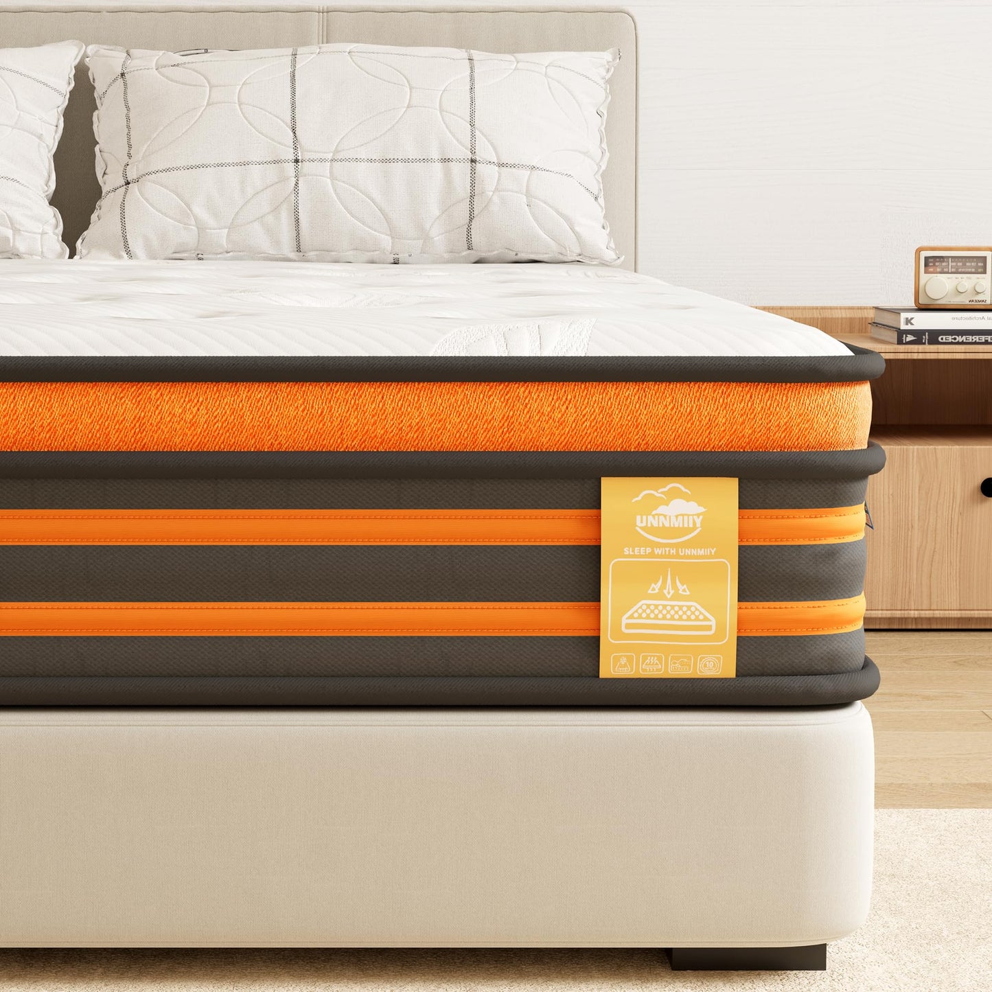 SCEPKN 4FT6 Double Mattress, 9-Zone Gel Memory Foam Mattresses 10Inch Firm
