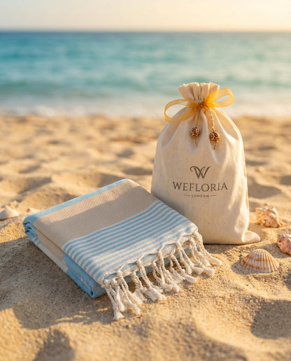WEFLORIA Turkish Peshtemal Towel – Lightweight Quick Dry Beach & Spa Towel, Oversized Cotton Hammam Towel with Tassels – Travel, Pool, Bath, Sauna