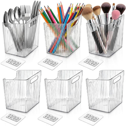WRINGKIT 6 Pack Kitchen Cabinet Door Storage Box, Self-Adhesive Wall Mounted Cupboard Organiser, Stackable Storage Organizer Holder Basket for Walls