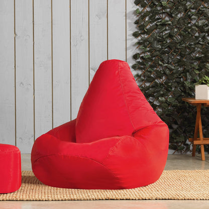 Bean Bag Bazaar High Back Recliner Bean Bag Chair, Red, Indoor Outdoor Beanbag, Water Resistant Fabric, Large Beanbag with Filling Included