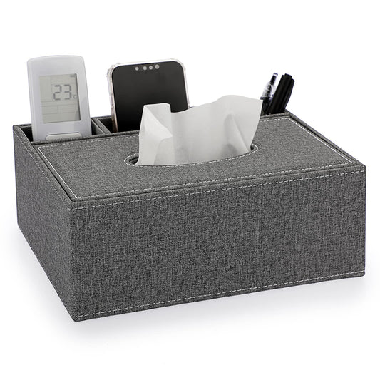 BTSKY Linen Household Office Rectangular Tissue Box with Remote Control Storage Organizer Box - Elegant and Stylish Home Napkin Holder Desktop Tissue