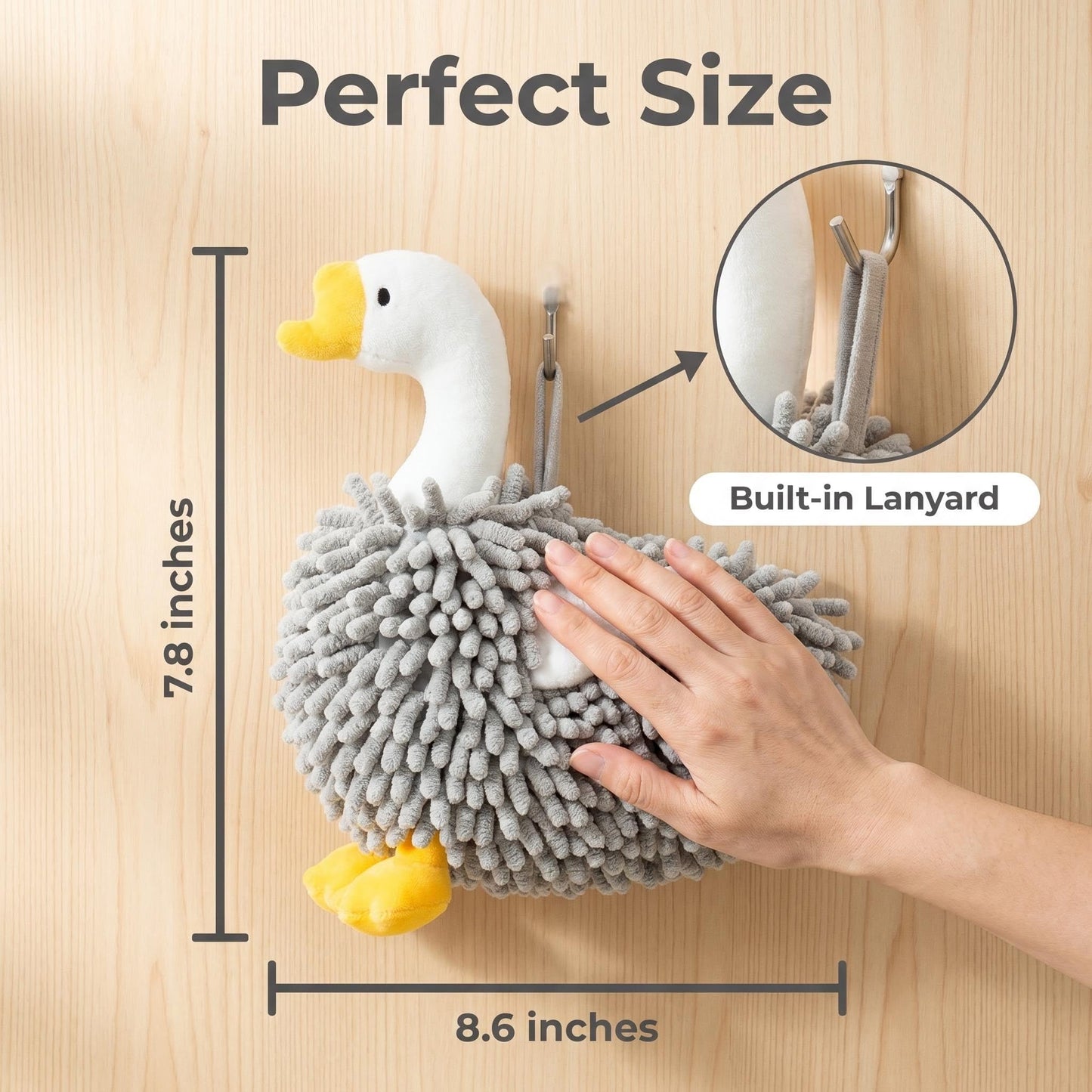 FILOEEX New Cute Swan Shaped Chenille Hand Towel, Duck Hands Towels for Bathroom Kitchen Home Decor