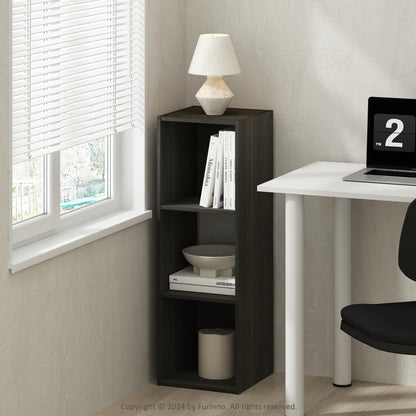 Furinno PELLI Book Shelf, 3-Cube Bookshelf, Cube Storage Organizer Bookcase, 11.7 x 12.1 x 35.4, for Living Room, Bedroom, Home Office, Espresso