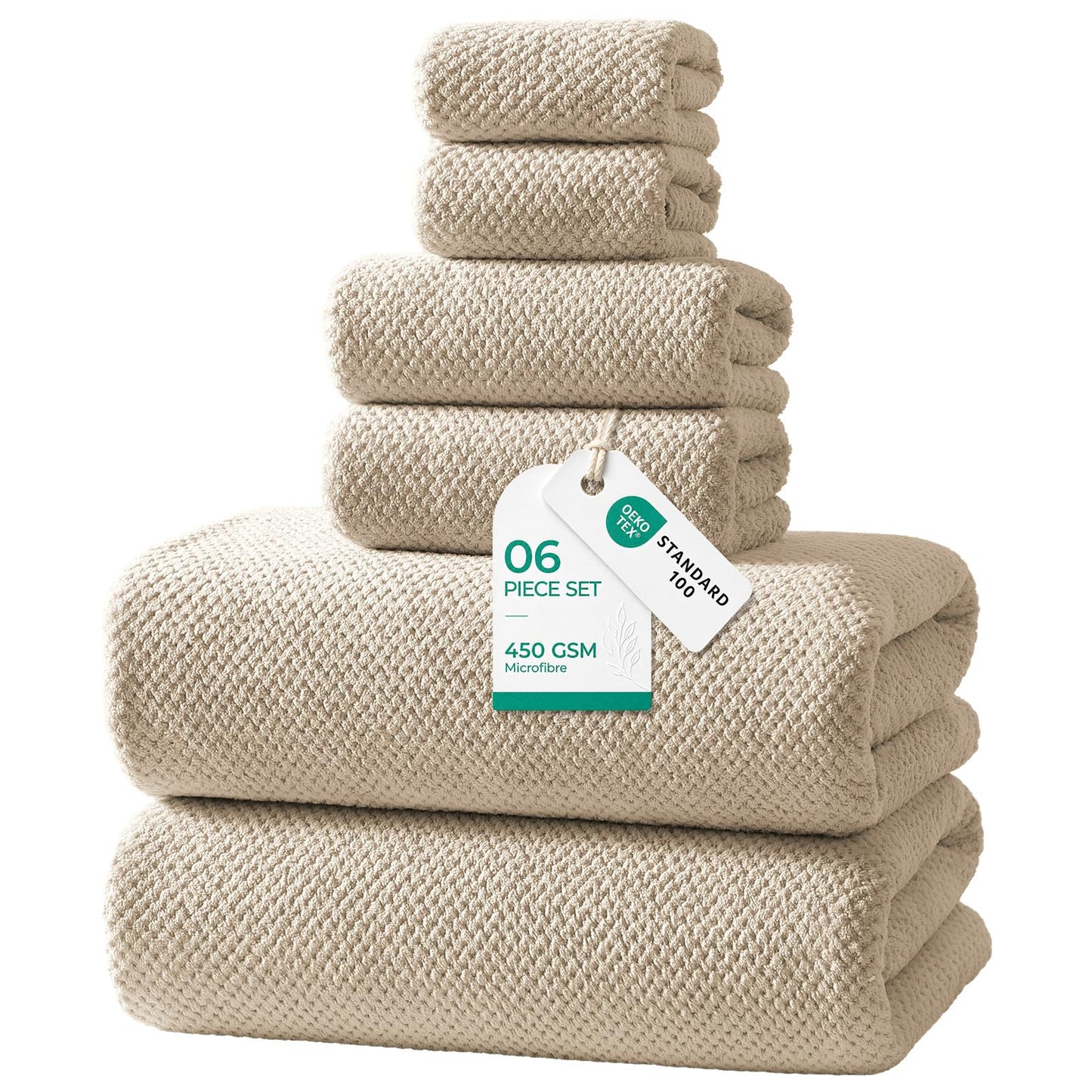 REDKISS 6 Pack Microfibre Towels set-450g/m²,Super Absorbent Towel for Bath