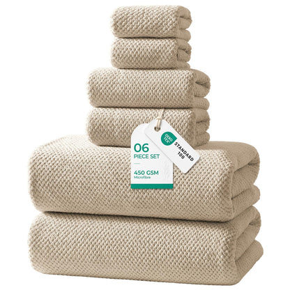 REDKISS 6 Pack Microfibre Towels set-450g/m²,Super Absorbent Towel for Bath