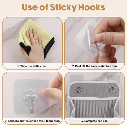 Huiguli 2 Pcs Foldable Wall Hanging Storage Bag with 4 Hooks