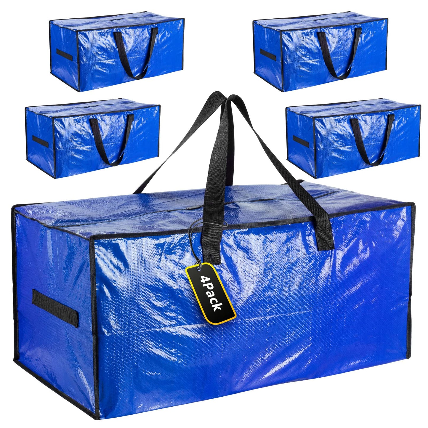 iespell 4 Pack Extra Large Strong Moving Boxes with Lid, Heavy Duty Waterproof Moving Storage Bags for House, Under Bed, Garden