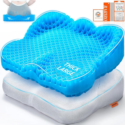 Double-Layer Gel Seat Cushion Breathable Wheelchair Pad for Long Sitting