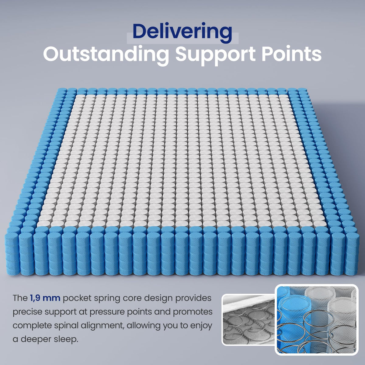 BedStory 3FT Single Mattress 10.2 Inch, Medium Firm Hybrid Pocket Sprung Mattress with Breathable Foam, Motion Isolation & Pressure Relief
