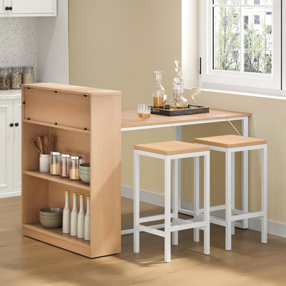 YITAHOME Dining Table with Storage Shelves, Oak and White