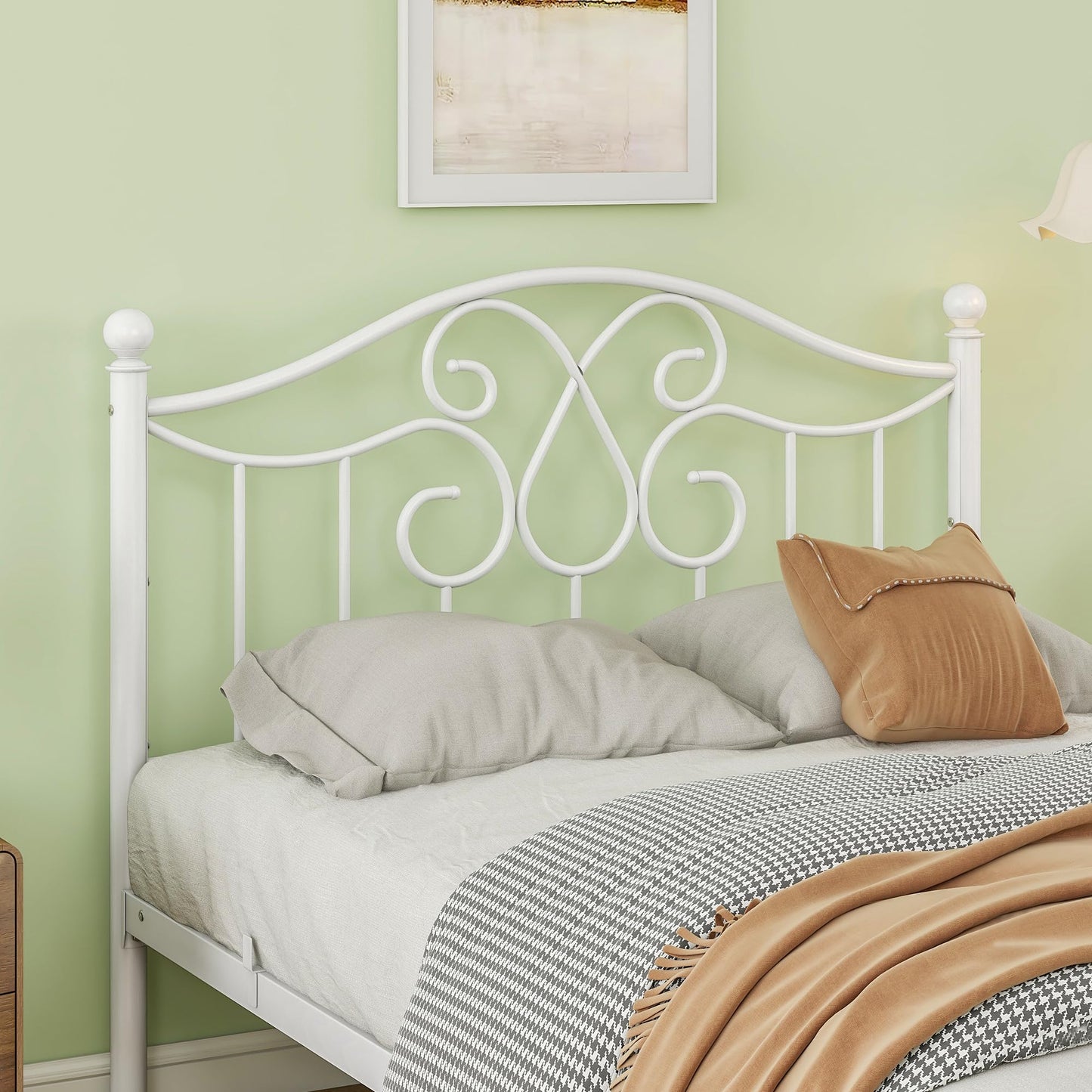 Diahomy 4ft6 Double Bed Frame with Headboard and Footboard Metal Bed Frame Double Mattress Foundation No Box Spring Needed/Easy Assembly/Bedstead