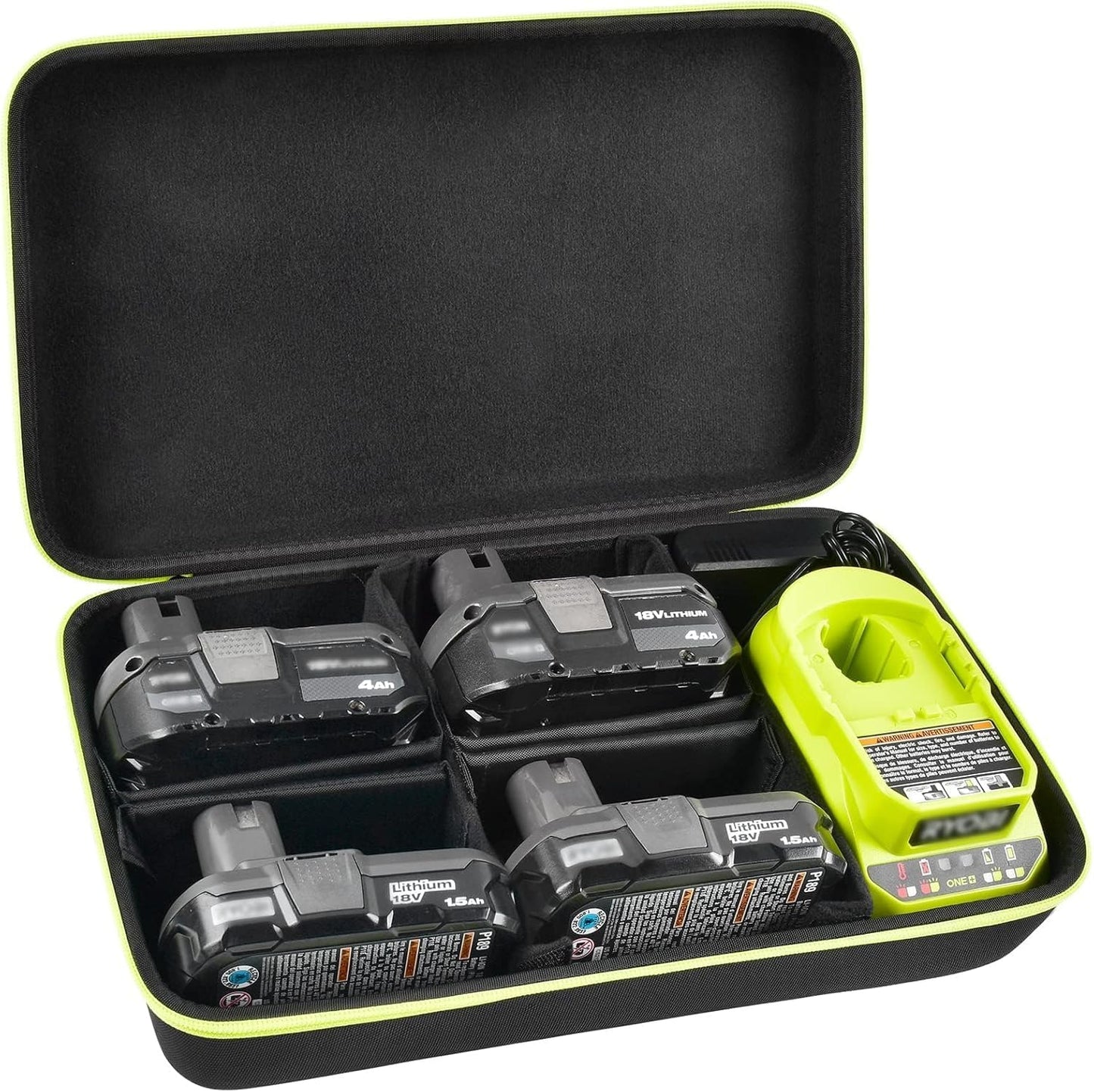 Case Compatible with Ryobi ONE+ 18V Lithium-Ion 4.0/3.5/3.0/2.0/1.5 Ah Compact Batteries. Storage Carrying Holder for 18-Volt Battery Charger.