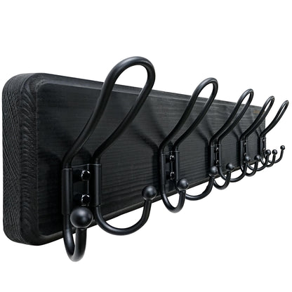 Dseap Coat Rack Wall Mounted - Heavy Duty Farmhouse Rustic Wall Coat Hanger with 5 Wire Hooks for Clothes Hat Jacket Towel, RusticWire, J1-5A, Black