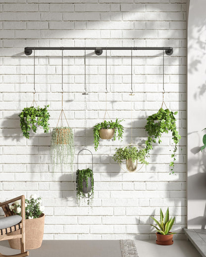 SOFITORG Plant Hanger Indoor, Hanging Planters Rod for Indoor Plants with 6 Hanging Chains, Wall Plant Hanging Rod for Window Ceiling, 65.7 Inch,