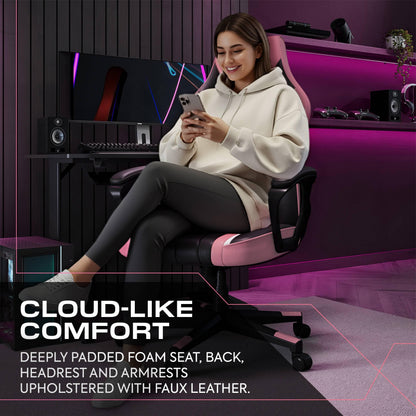 X-Rocker Tempest High Back Ergonomic Office Gaming Chair for Adults & Teens - Extra Wide Seat, Cushioned Armrest, Height Adjustable