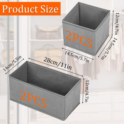 X-YSUNEAS Collapsible Fabric Storage Organizer Bins, 2 Size Foldable Closet Drawer Storage Boxes, 28×14×12cm & 14.5×14.5×12cm