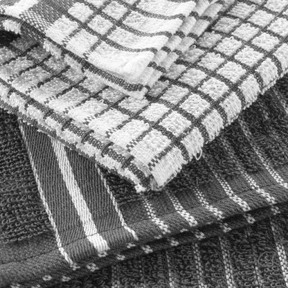 Douceur d'Intérieur, 2 Tea Towels (50 x 70 cm) Classico Anthracite Terry Cloth, Small