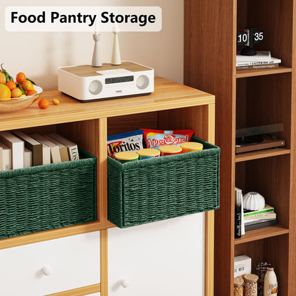 Vagusicc Wicker Storage Basket, Foldable Storage Cubes Organizer Bins, Handwoven Storage Baskets for Shelves Closet Office Bathroom