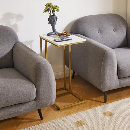 Aibiju Set of 2 Small Side Table for Laptop, End Table for Sofa, Couch Table with Metal Frame for living Room, Bedroom, Balcony