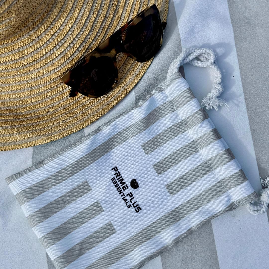 Prime Plus Essentials Microfibre Beach Towel – Quick Dry & Super Absorbent, Sand-Free, Lightweight & Compact | Includes Bag | Travel, Gym