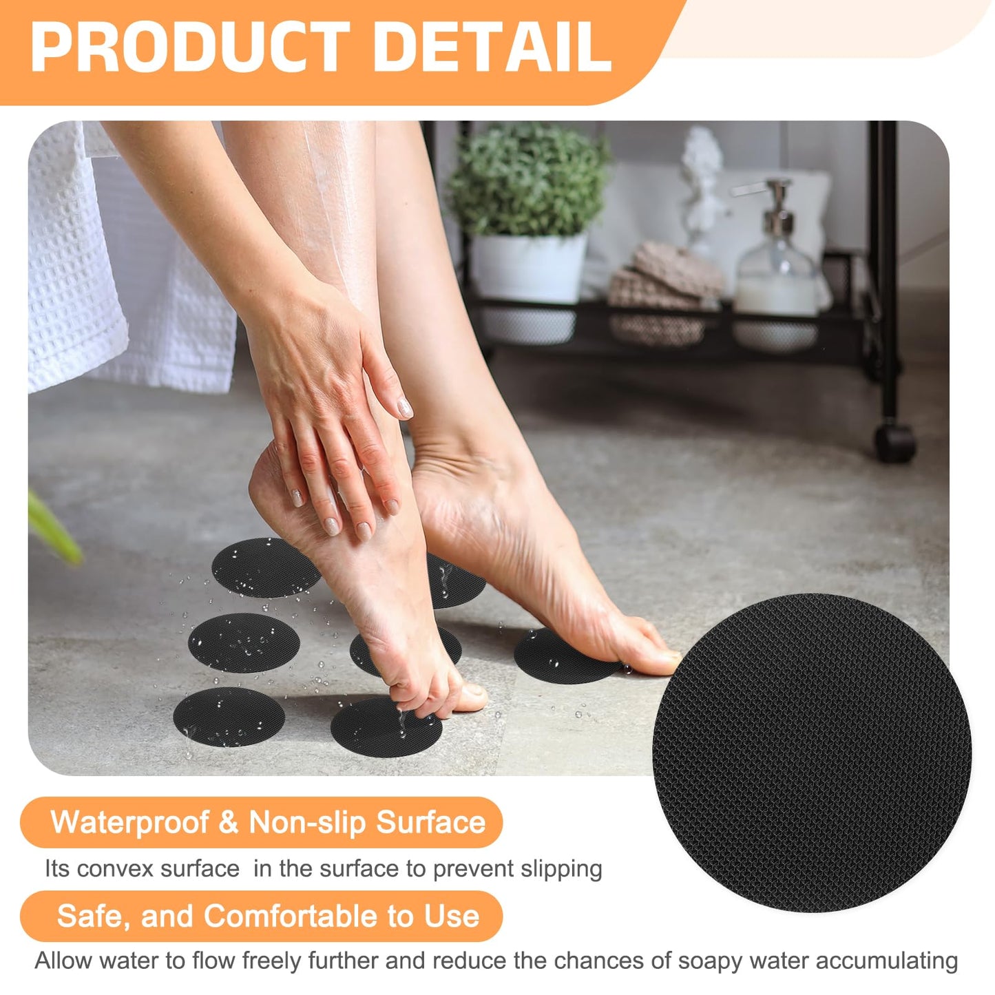 sourcing map 24pcs Non-Slip Bathtub Stickers,PEVA Anti-Slip Shower Stickers Showers Treads Round Appliques with 2 Pcs Scraper for Bath Tub Shower
