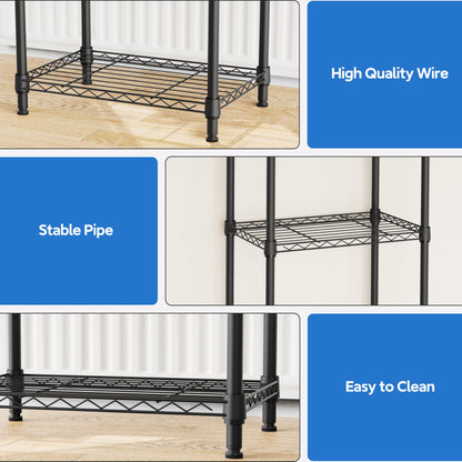 M MZG Storage Shelves 4 Tier Heavy Duty Metal Storage Unit With Levelling Feet Organizer for Garage, Laundry, Kitchen 30 x 45 x 106.4 cm Black