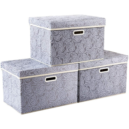 Prandom Storage Boxes with Lids Large.Rose Pattern Fabric Decorative Storage Box, Really Useful Box,Clothing Storage,Cubes