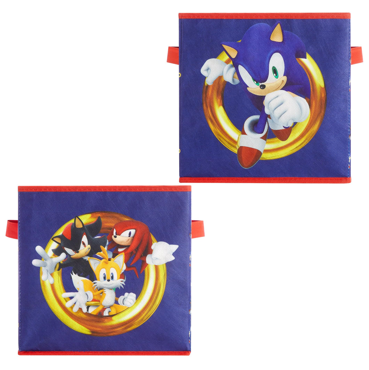 Idea Nuova Sonic the Hedgehog Set of 2 Durable Storage Cubes with Handles, 10"x10"x10" Cubes