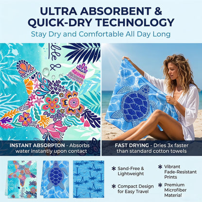 MXZWOC 2 Pack Microfibre Beach Towels, Extra Large 180 x 90 cm, Sand Free & Quick Dry Lightweight Travel Towels for Adults