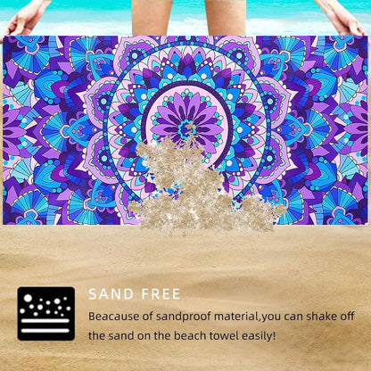 Mienocol Large Quick Dry Microfibre Beach Bath Towel for Adult,Mandala Flower Sand Free Beach Towel with Bag,Lightweight Gym Yoga Sports