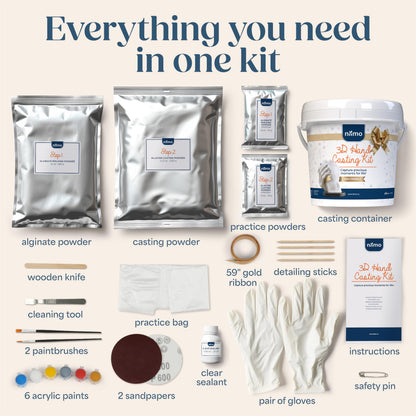 NIIMO 3D Hand Casting Kit Gift Set - Fun & Skin-Safe Hand Moulding Kit Couple, Personalised Gifts for Her, Includes Paints, Brushes, Display Stand,