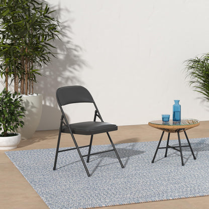 BOOSDEN Folding Chair, Foldable Chair, Set of 2, Faux Leather Fold Up Chair for Home, Office, Dining, Portable and Compact Metal Frame Folding Seat,