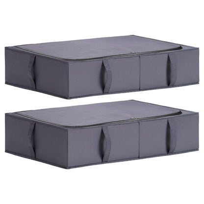 TYEERS Under Bed Storage Box with Lid, Durable Fabric, Washable, Collapsible, Under Bed Storage for Clothes, Blankets, Sheets, Shoes, 70x42x18 cm