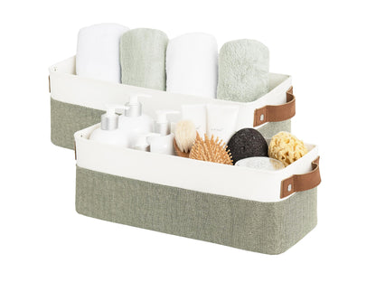 StorageWorks Small Storage Baskets, Bathroom Storage Box for Organising Toiletries, Wardrobe Storage Organiser, Narrow Basket with Handles