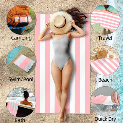 CNMTCCO Large Beach Towel for Adults with Bag - Quick Dry Microfibre - 100% Recycled Towel - Sand Free, Lightweight, Compact (160x90cm, 63x35in)