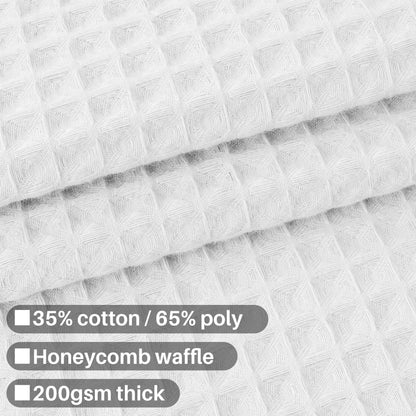 Barossa Design Cotton Blend Shower Curtain Extra Wide 108 Inch - Honeycomb Waffle Weave, Hotel Luxury & Spa, Heavy Weight Fabric, Washable - White