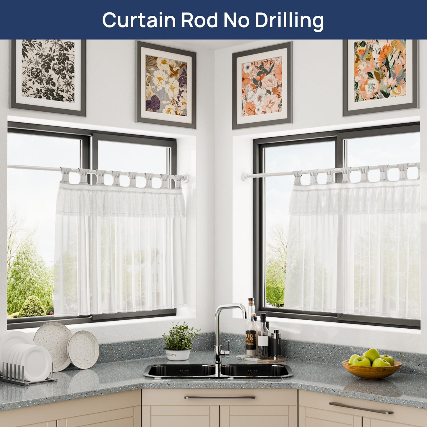 ENJOYBASICS Extendable Curtain Poles Shower Curtain Rod 81-137cm Tension Pole No Drilling, Never Rust Non-Slip Telescopic Pole for Clothes