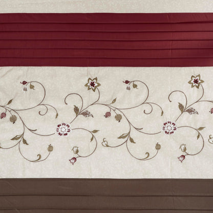 Madison Park Serene Flora Fabric Shower Curtain, mbroidered Transitional Shower Curtains for Bathroom, 72" x 72", Red