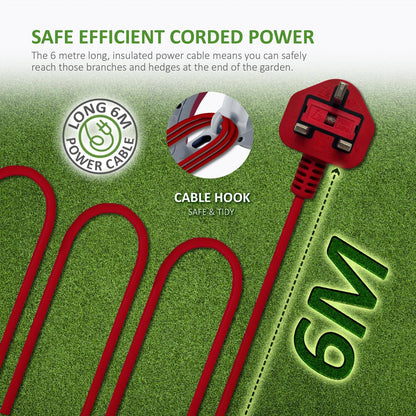 NETTA Hedge Trimmer and Cutter - 500W - 500mm Diamond Cutting Blade - 16mm Tooth Opening - 6M Power Cable - Ultra-Light 2.6kg - Two-Way Safety Switch