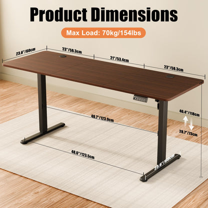 ERGOMAKER Electric Standing Desk 170x60cm, 2 Memory Presets, Black Walnut