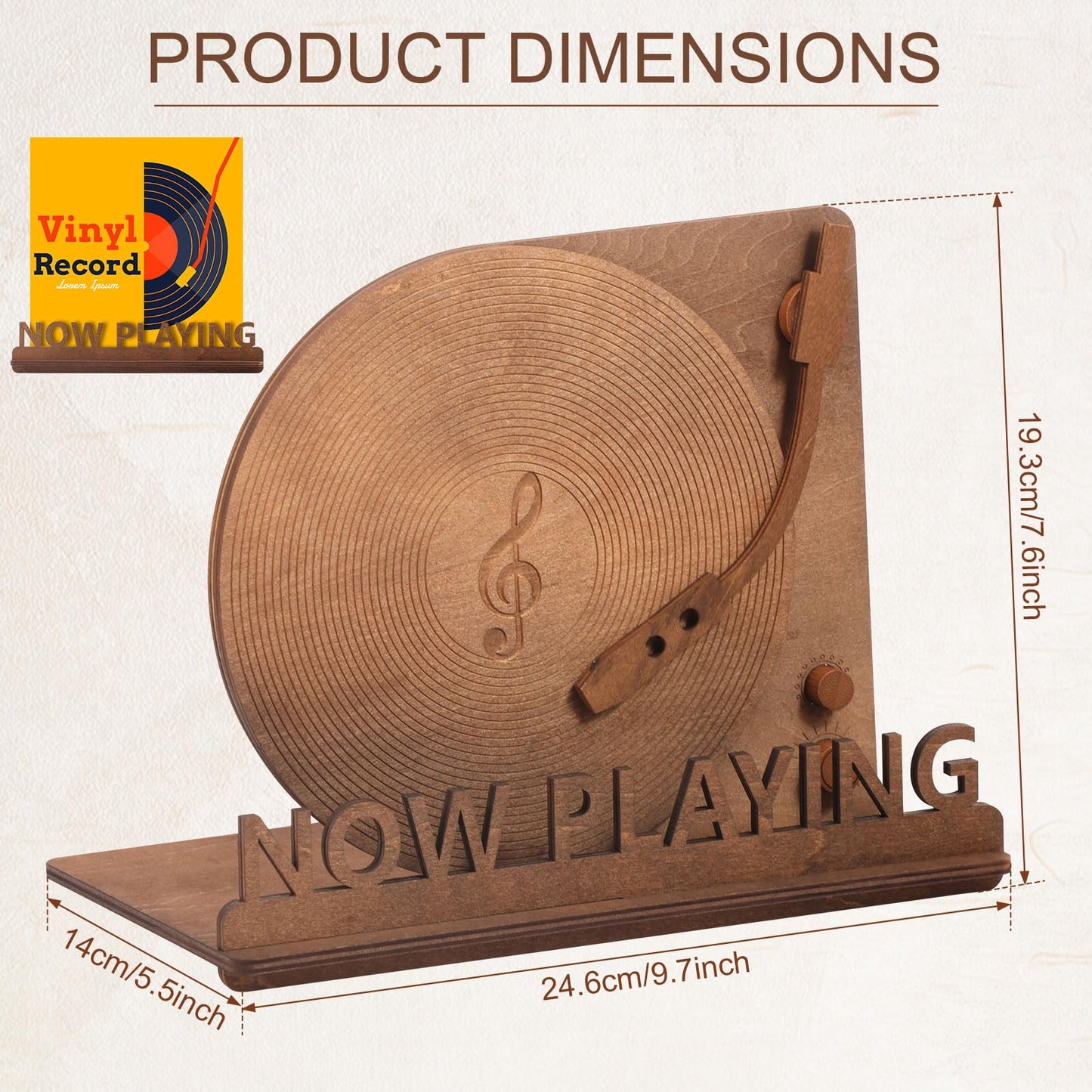 shaojian Now Playing Vinyl Stand Wood Stylish Vinyl Record Stand for Home Tabletop Décor