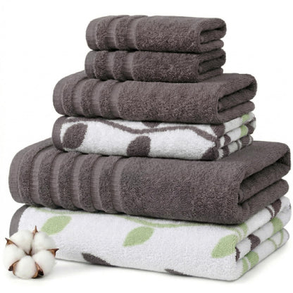 Pacific Coast Textiles 6 Pc Yarn Dyed Towel Organic Vines Ash Grey, 6-Piece