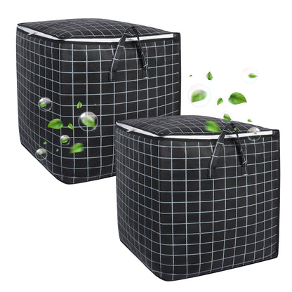 Minicoco 2Pcs 100L Large Capacity Clothes Storage Bags With Reinforced Handle For Moving House, Bedding, Duvet - Foldable, Waterproof, Moisture Proof