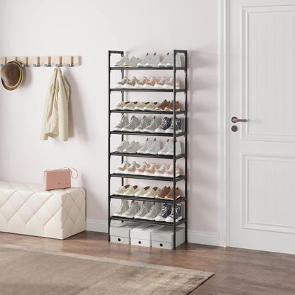 AcornFort® S-536 8 Tiers BLACK Adjustable Shoe Storage Shoe Rack Organiser Shelf Hold Stand for 24 Pairs Shoe Sturdy Design, Space Saving