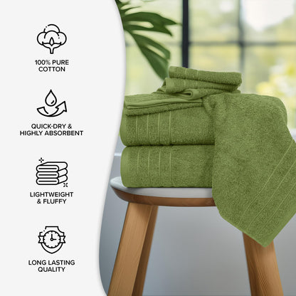 100% Cotton 8 Piece Towel Bale Set - Luxury Bathroom Towels (Forest Green)