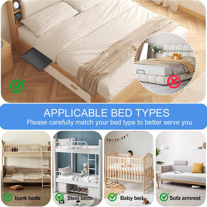 HIKENRI Bedside Table Organiser,Bedside Shelf For Bunk & Loft Beds Clip On Shelf,Bedside Tray For Home,School,Office,Dormitory Room(White)