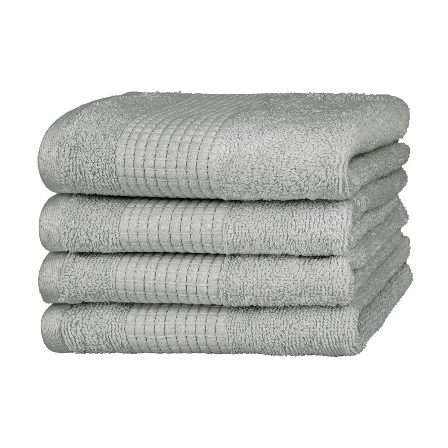 Merana Hand Towel Set, Absorbent, Soft and Lint Terry Towel Quality Made of Heavy Organic Cotton 590 GSM (Dolphin Grey, 4 x Guest Towels (30 x 50 cm)