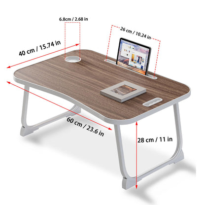 Laptop Bed Desk, Lap Desk Breakfast Tray Table for Home and Office,Eating, Reading, Writing on Bed, Sofa,Laptop Stand for Bed (Brown)