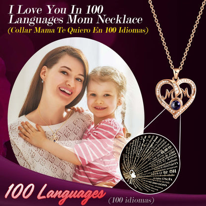 ADDWel Mother Gifts for Mum, Preserved Purple Rose Gift Box with Mum Necklace I Love You in 100 Languages, Eternal Red Roses for Women, Gift for Her